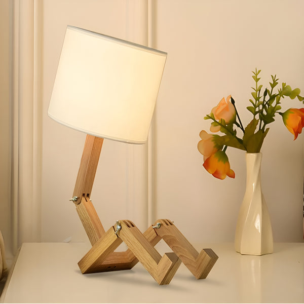 Schreibtischlampe | Massivholz | Robotfigur | LED | Stoff | Biegsam-Luzern Mode