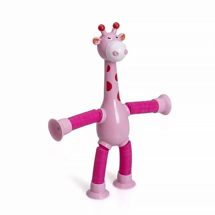Spielzeug-Giraffe | Flexibel Bunt Langlebig Stretch Saugnapf-Rosa-Ohne Lichter-Luzern Mode