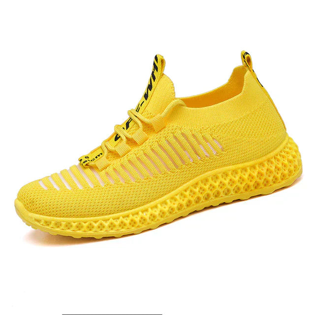 Atmungsaktive Mesh Sneaker mit Plattform für Damen Herren-Gelb-36-Luzern Mode