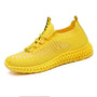 Atmungsaktive Mesh Sneaker mit Plattform für Damen Herren-Gelb-36-Luzern Mode