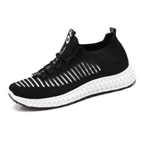 Atmungsaktive Mesh Sneaker mit Plattform für Damen Herren-Schwarz-36-Luzern Mode