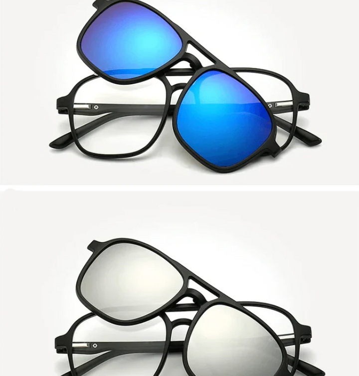 Sonnenbrille mit 6 Wechselgläsern | UV400 Schutz | 1+1 Aktion für Damen & Herren-Luzern Mode