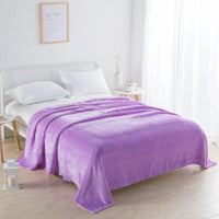 Sofa Decke | Bequem Einfarbig Pastell Korallenfleece Weich Vielseitig-Helllila-70x100cm-Luzern Mode
