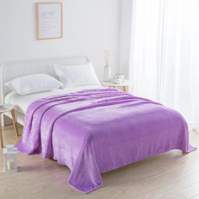 Sofa Decke | Bequem Einfarbig Pastell Korallenfleece Weich Vielseitig-Helllila-70x100cm-Luzern Mode