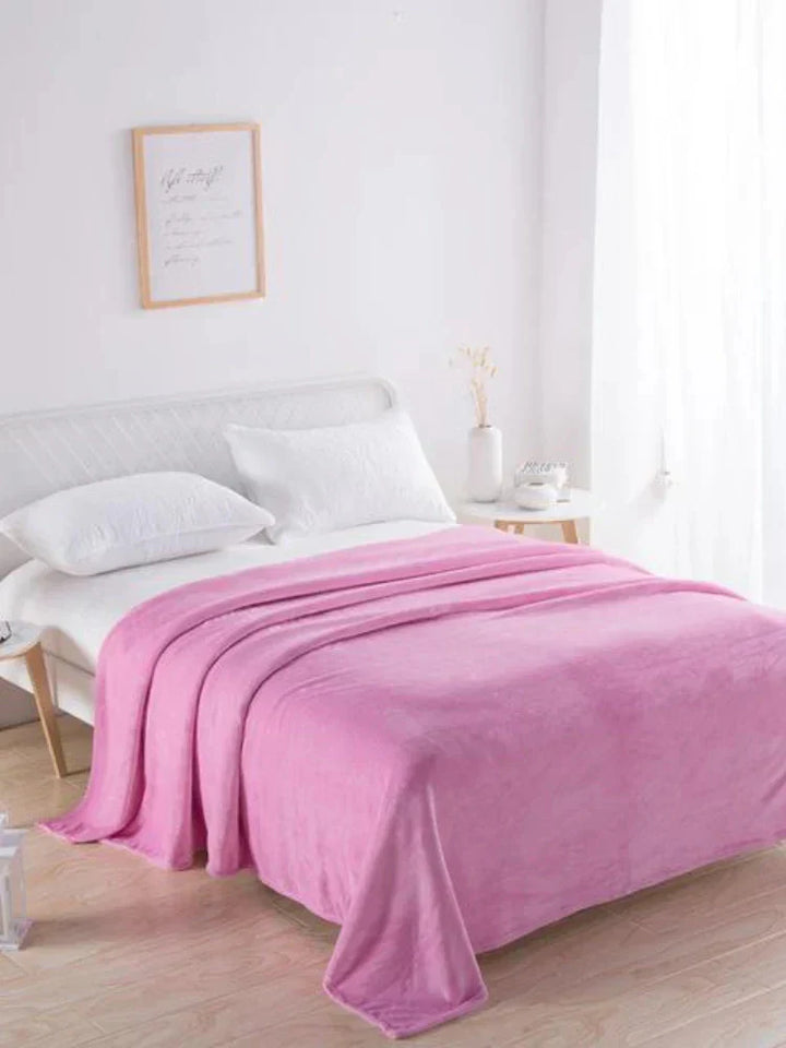 Sofa Decke | Bequem Einfarbig Pastell Korallenfleece Weich Vielseitig-Hellrosa-70x100cm-Luzern Mode
