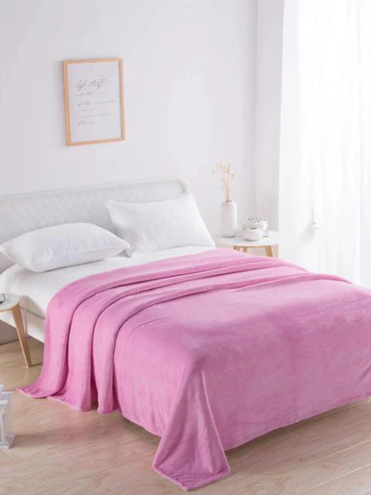 Sofa Decke | Bequem Einfarbig Pastell Korallenfleece Weich Vielseitig-Hellrosa-70x100cm-Luzern Mode