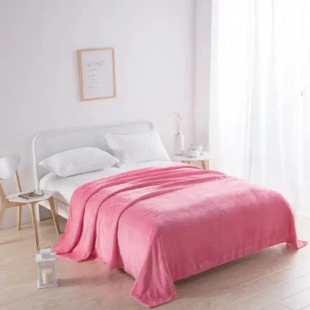 Sofa Decke | Bequem Einfarbig Pastell Korallenfleece Weich Vielseitig-Wassermelonenrot-70x100cm-Luzern Mode