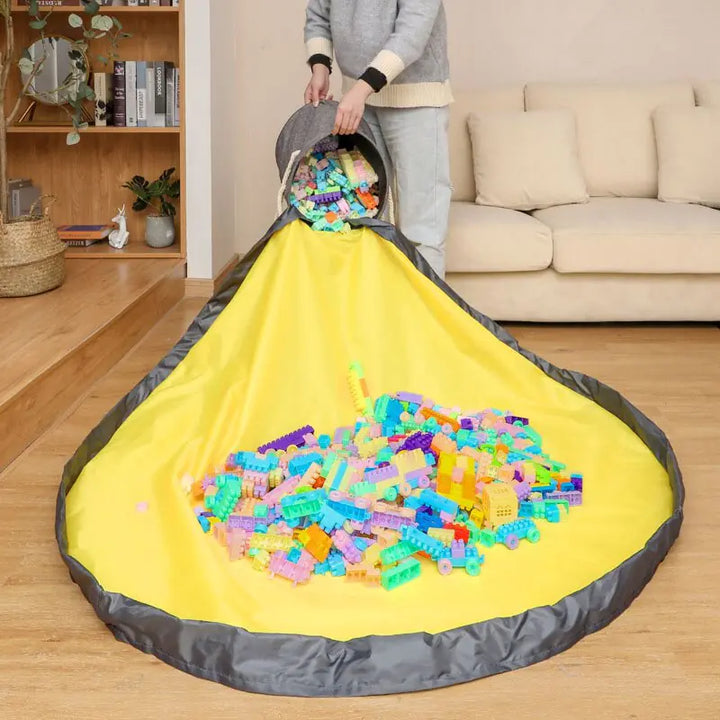 Große faltbare Spielzeug-Aufräummatte mit Korbfunktion für Kinderzimmer