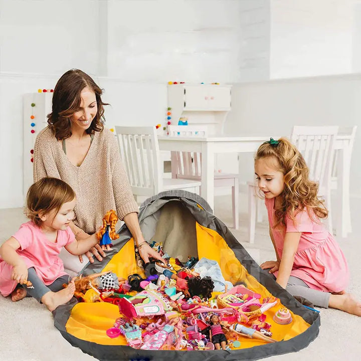 Große faltbare Spielzeug-Aufräummatte mit Korbfunktion für Kinderzimmer
