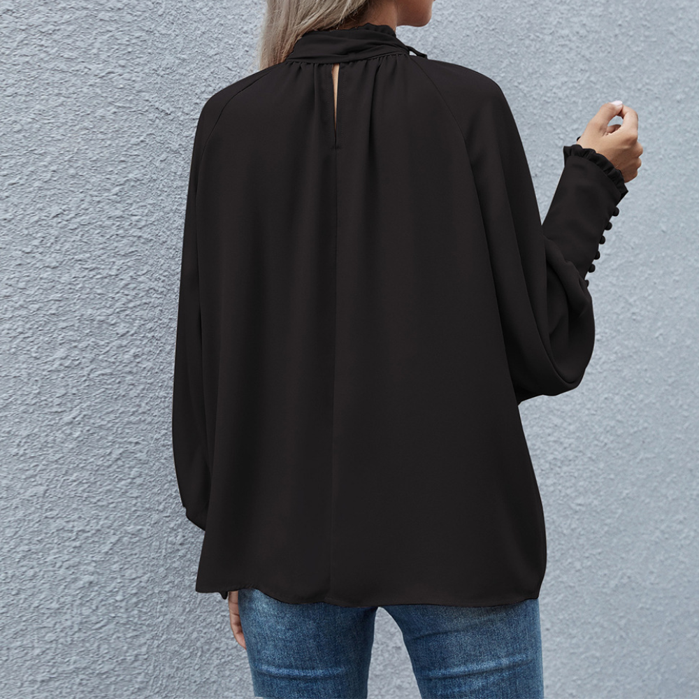 Elegante Damenbluse mit Schleife und langen Ärmeln-Luzern Mode