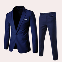 Herren Anzug Slim Fit Business Hochzeit Zweiteiler Set-Dunkelblau-S-Luzern Mode
