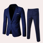 Herren Anzug Slim Fit Business Hochzeit Zweiteiler Set-Dunkelblau-S-Luzern Mode