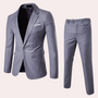 Herren Anzug Slim Fit Business Hochzeit Zweiteiler Set-Grau-S-Luzern Mode