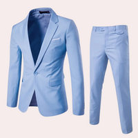 Herren Anzug Slim Fit Business Hochzeit Zweiteiler Set-Hellblau-S-Luzern Mode
