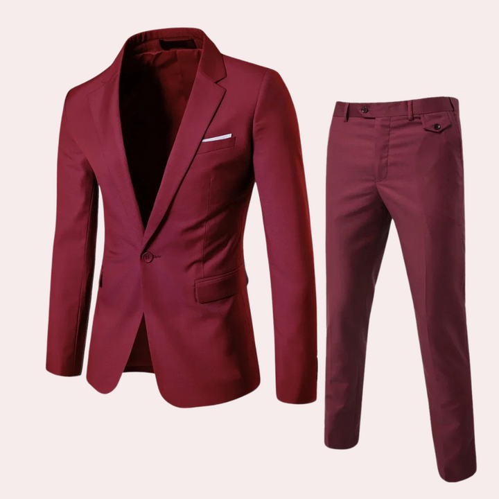 Herren Anzug Slim Fit Business Hochzeit Zweiteiler Set-Rot-S-Luzern Mode