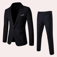 Herren Anzug Slim Fit Business Hochzeit Zweiteiler Set-Schwarz-S-Luzern Mode