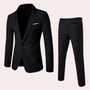 Herren Anzug Slim Fit Business Hochzeit Zweiteiler Set-Schwarz-S-Luzern Mode