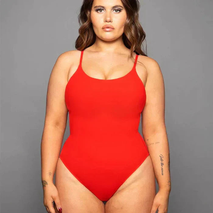 Shapewear Badeanzug Damen | Figurformend | Strandmode Sommer | Body Look-Rot-XS-Luzern Mode