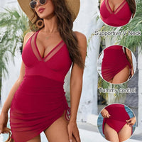 Figurformender Badeanzug Damen | Bauchweg Effekt | Mesh | Shaping | Sommertrend-Luzern Mode
