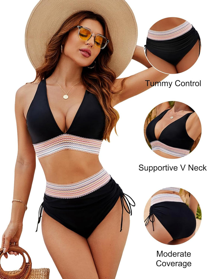 Figurformender Bikini Damen | High Waist | Push-up Effekt | 1 kaufen 1 gratis | Trend-Luzern Mode