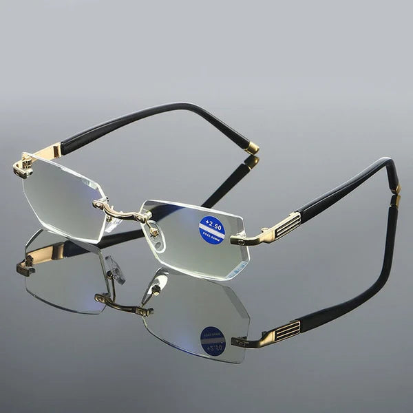 Hochwertige Lesebrille mit Blaulichtfilter, Bifokal-Design-Gold-'+1.00/ 40-45 JAAR-Luzern Mode