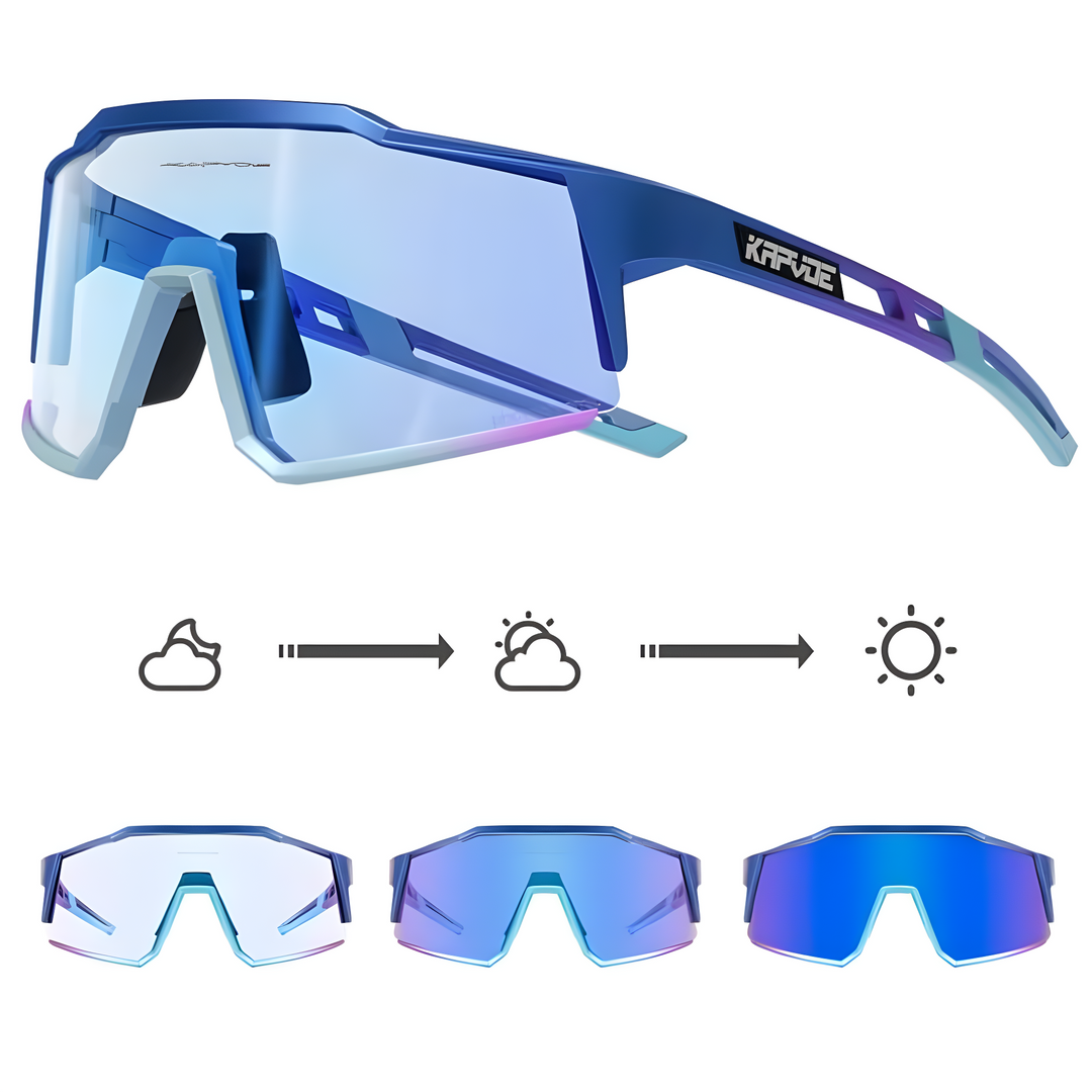 Hochleistungs-Sportbrille mit selbsttönenden Gläsern-Blau-Luzern Mode