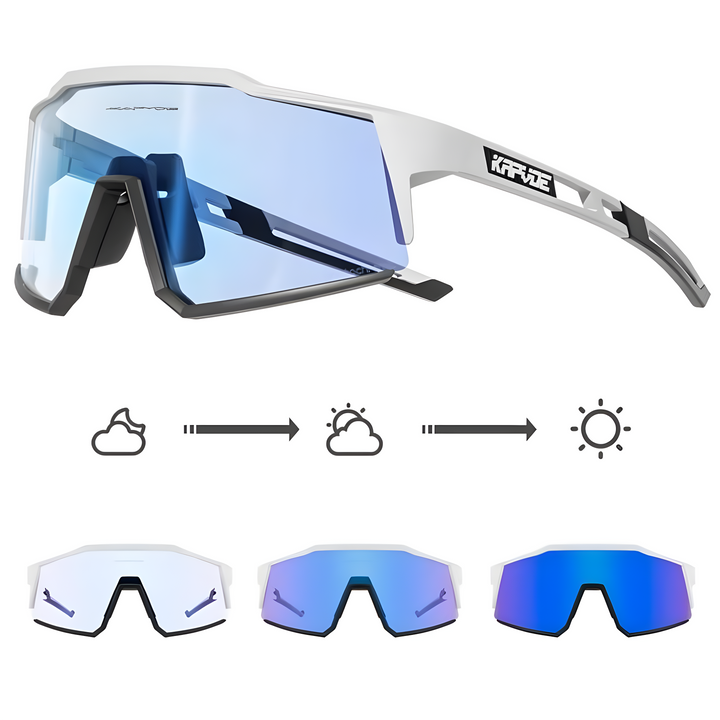 Hochleistungs-Sportbrille mit selbsttönenden Gläsern-Weiß-Luzern Mode