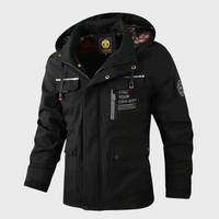 Herren Winterjacke mit Kapuze und kariertem Innenfutter-Schwarz-S-Luzern Mode