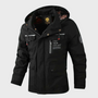 Herren Winterjacke mit Kapuze und kariertem Innenfutter-Schwarz-S-Luzern Mode