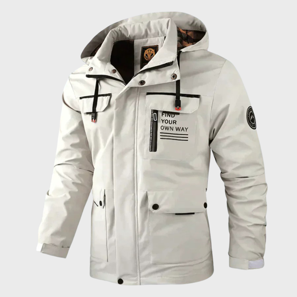 Herren Winterjacke mit Kapuze und kariertem Innenfutter-Weiß-S-Luzern Mode