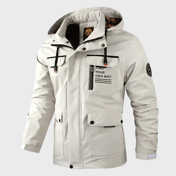 Herren Winterjacke mit Kapuze und kariertem Innenfutter-Weiß-S-Luzern Mode