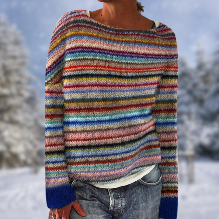 Gestreifter Damenpullover aus Wolle – Bequemer Winterlook-Luzern Mode