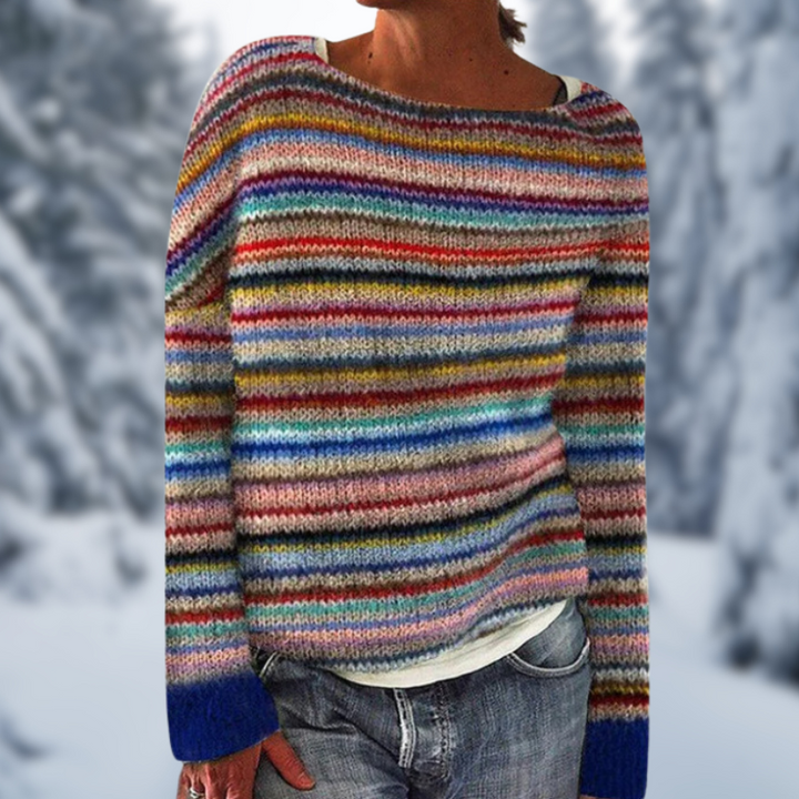 Gestreifter Damenpullover aus Wolle – Bequemer Winterlook-S-Luzern Mode