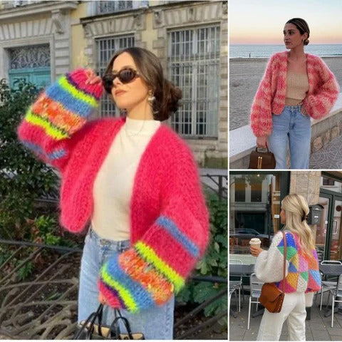 Damen Strickjacke mit Muster - Modische Freizeitjacke-Luzern Mode