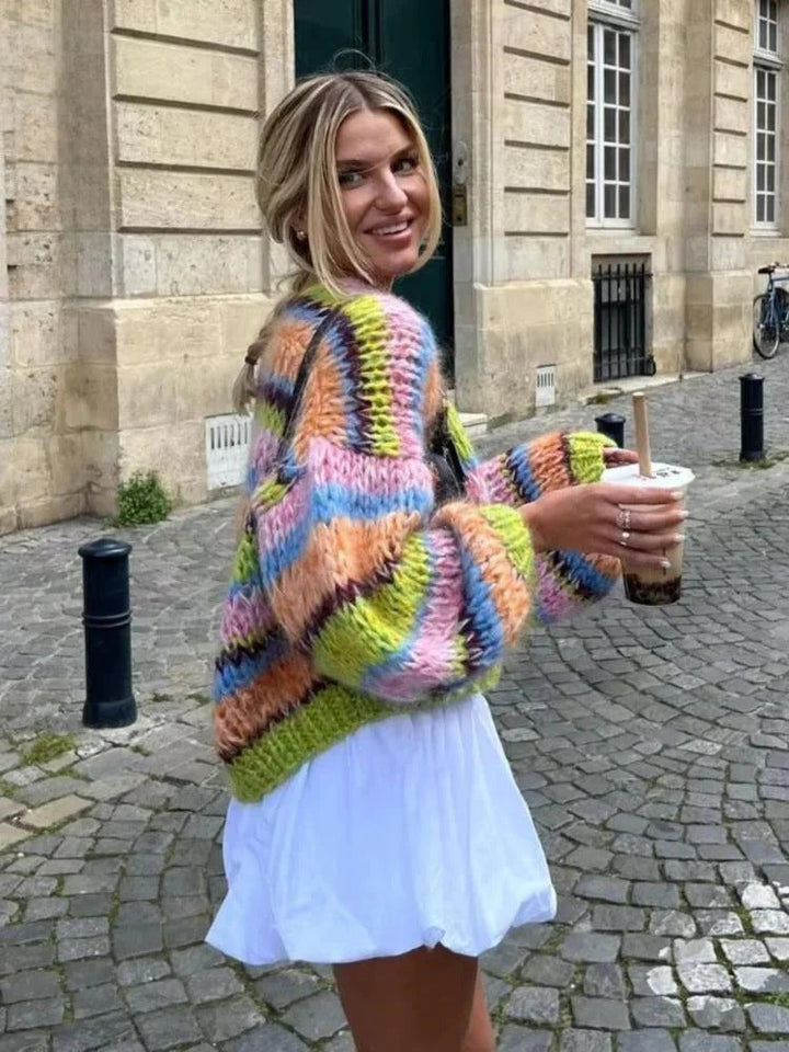Damen Strickjacke mit Muster - Modische Freizeitjacke-Luzern Mode