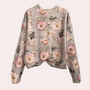 Bestickter Damenpullover mit Blumen- und Insektenmotiv-Rosa-XS-Luzern Mode