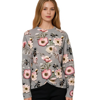 Bestickter Damenpullover mit Blumen- und Insektenmotiv-Luzern Mode