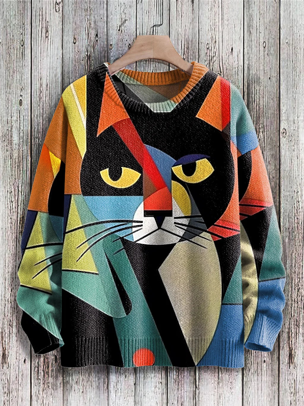 Damen Pullover mit Katzenmotiv - Bequemer Strickpullover-Whisker-S-Luzern Mode