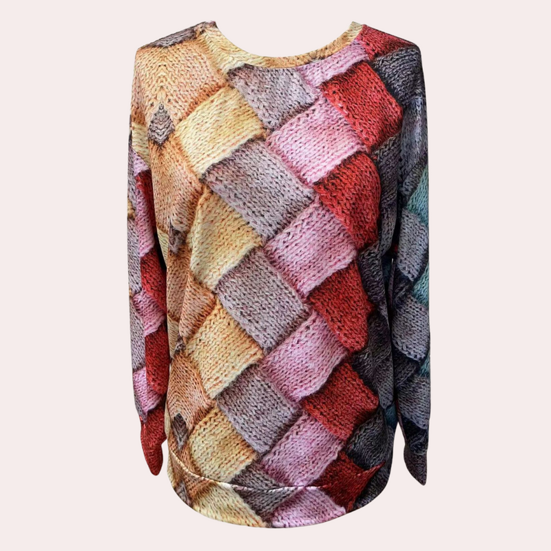 Damen Strickpullover mit Karomuster - Modischer Pullover-Luzern Mode