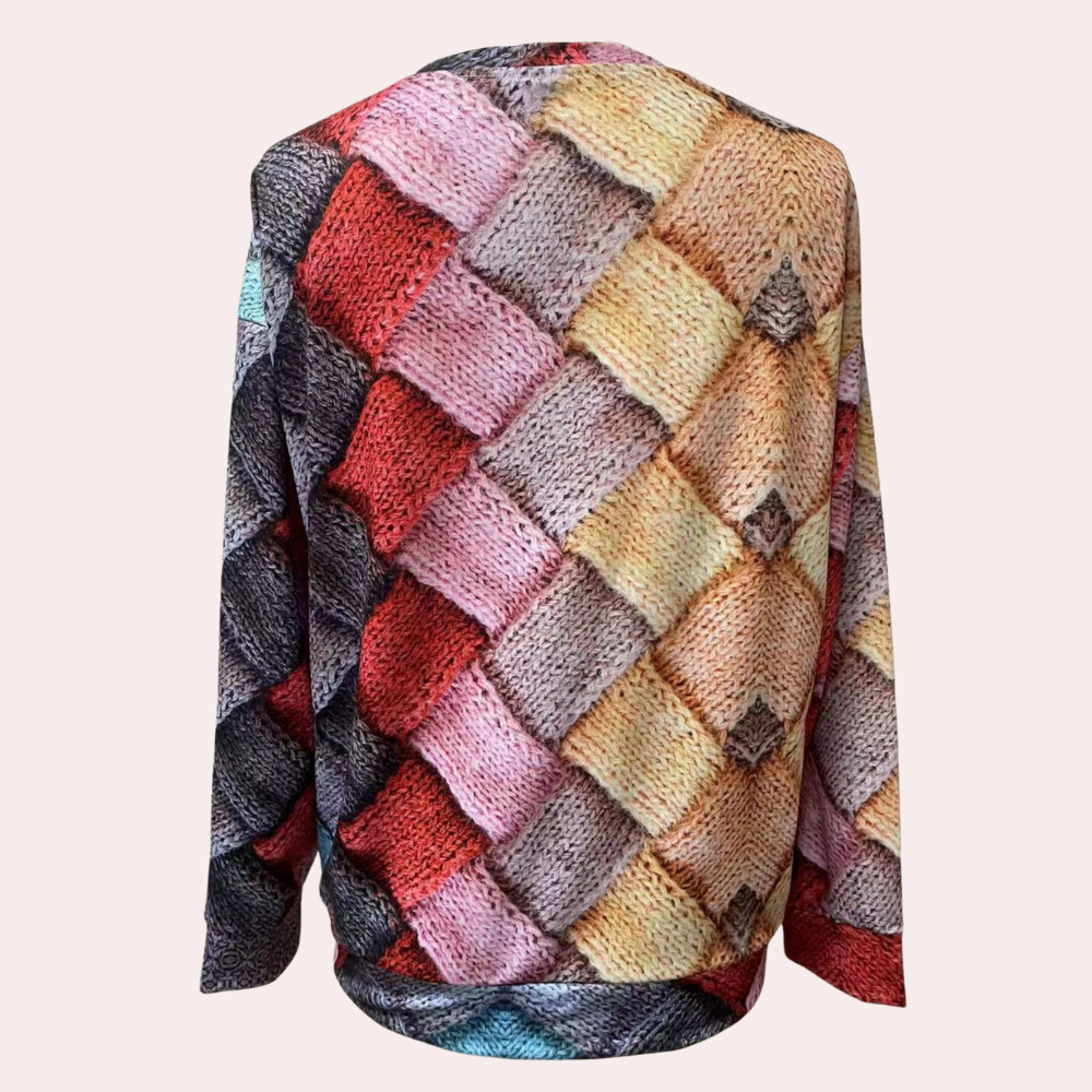Damen Strickpullover mit Karomuster - Modischer Pullover-Luzern Mode