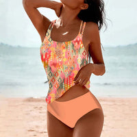 Bunte Tankini | Mehrfarbig | Schnelltrocknend | Geformt | Verstellbar-Orange-S-Luzern Mode
