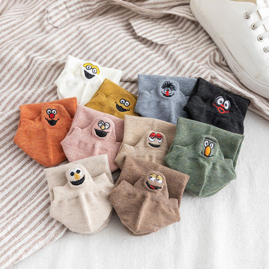 Socken Set | Unisex | Gesichter | 10 Paar | Knöchelsocken | Baumwollmix-36-41-Luzern Mode