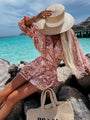 Sommerliches Damenkleid mit Strohhut für Strandurlaub-Rosa-S-Luzern Mode
