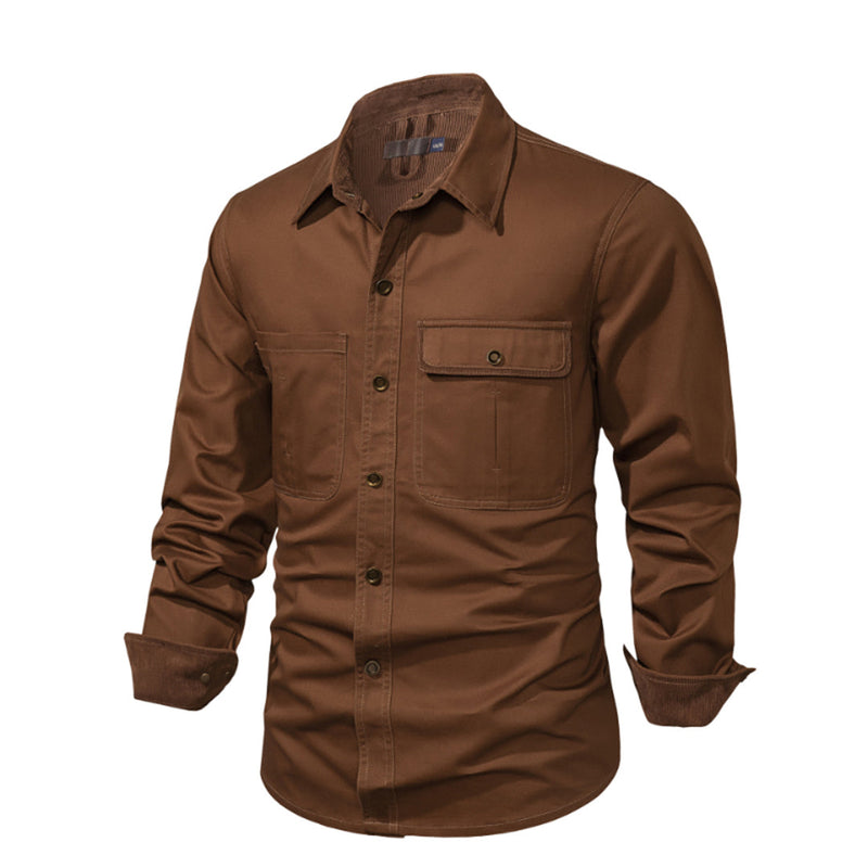 Herren Outdoor Hemd mit Taschen - Robustes Freizeitshirt-Braun-S-Luzern Mode