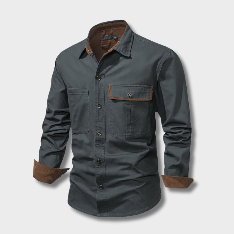 Herren Outdoor Hemd mit Taschen - Robustes Freizeitshirt-Grau-S-Luzern Mode