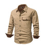 Herren Outdoor Hemd mit Taschen - Robustes Freizeitshirt-Khaki-S-Luzern Mode