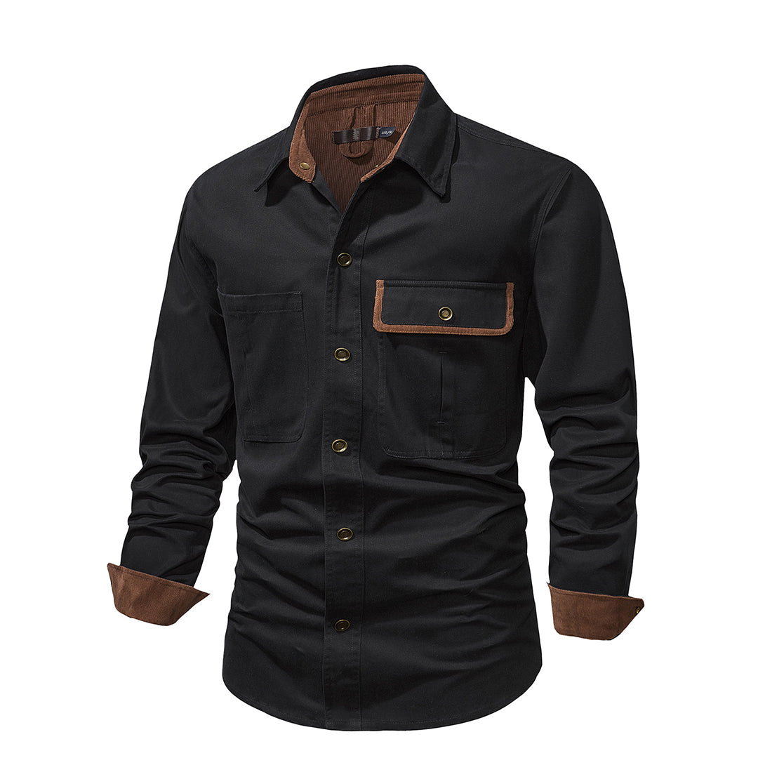 Herren Outdoor Hemd mit Taschen - Robustes Freizeitshirt-Schwarz-S-Luzern Mode