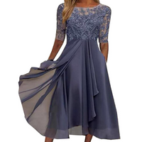 Elegantes Damen Spitzenkleid mit Halbarm für besondere Anlässe-Lila-s-Luzern Mode