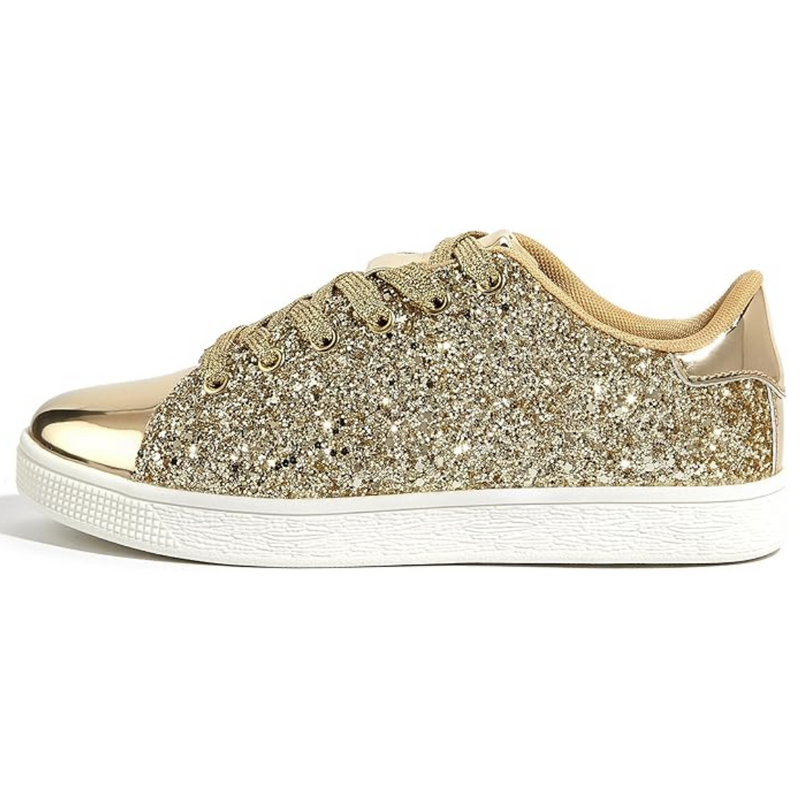 Glitzernde Damen Sneaker mit schimmerndem Design-Gold-36-Luzern Mode