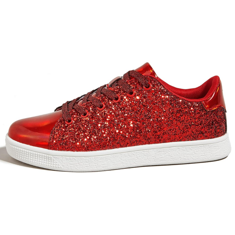 Glitzernde Damen Sneaker mit schimmerndem Design-Rot-36-Luzern Mode